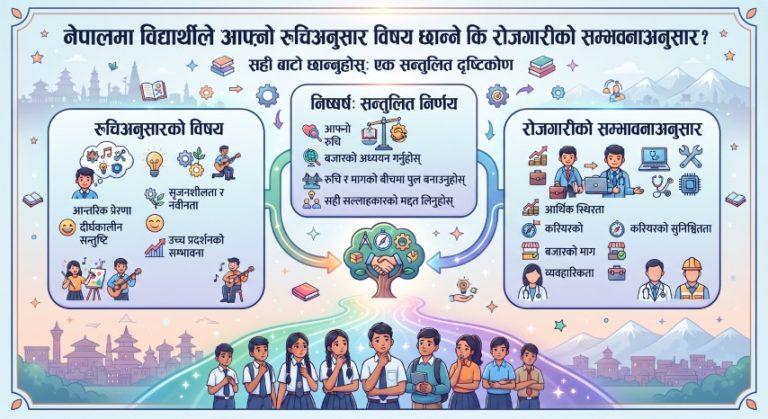 नेपालमा विद्यार्थीले आफ्नो रुचिअनुसार विषय छान्ने कि रोजगारीको सम्भावनाअनुसार?
